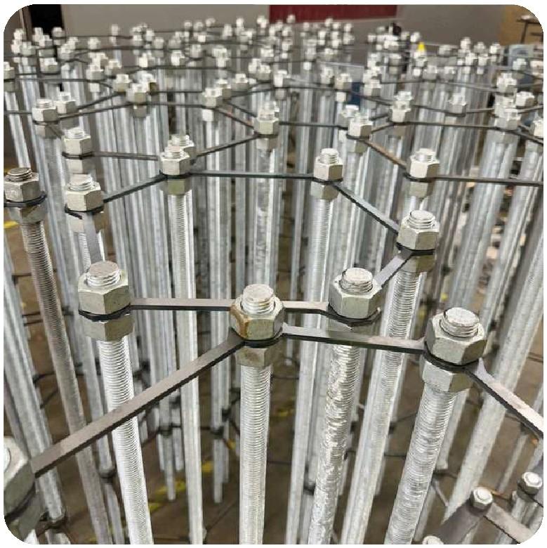 A bunch of bolts joined together as a cage
