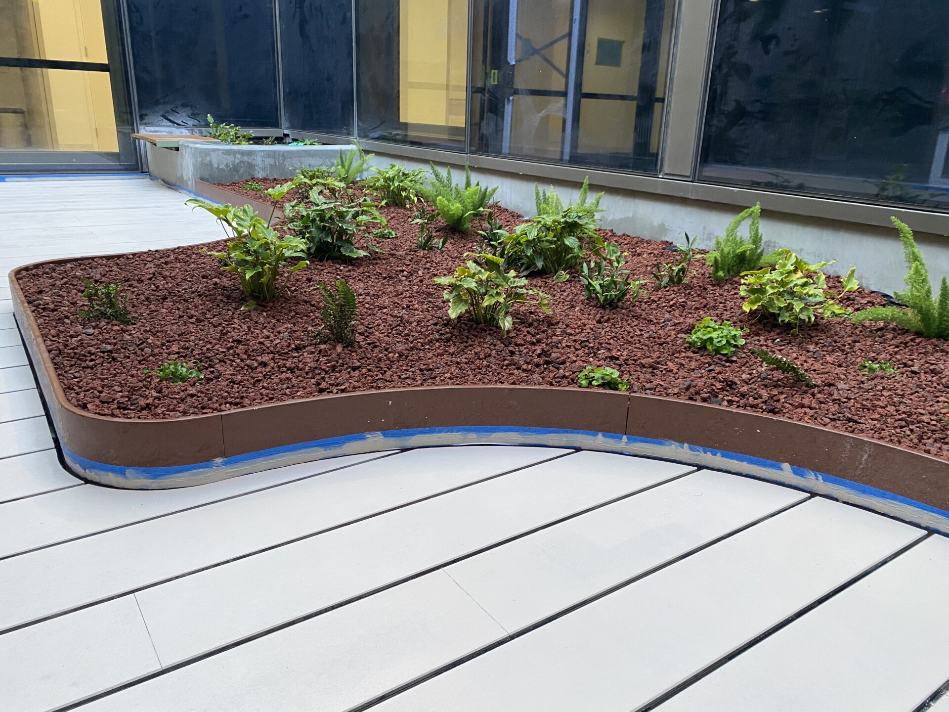 Garden border displayed with potted plants